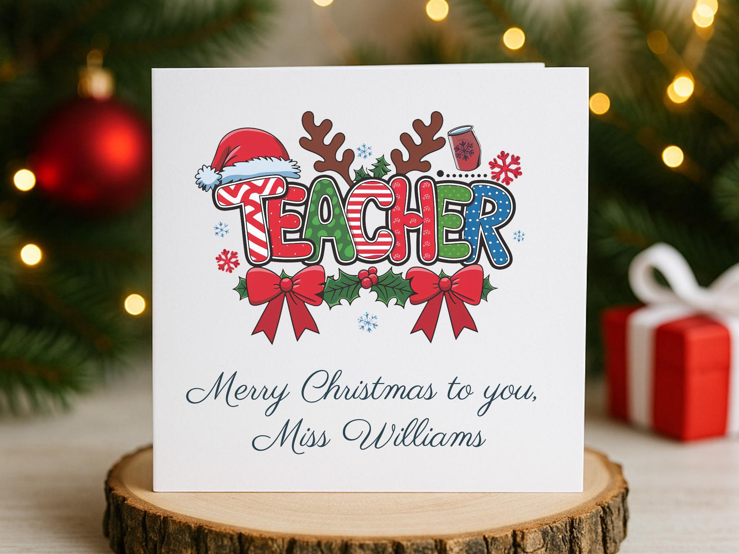 Personalised Teacher Christmas Card - Festive Thank You