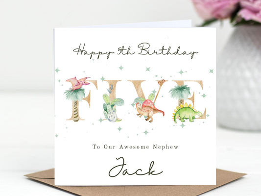 Personalised Dinosaur Birthday Card for boy