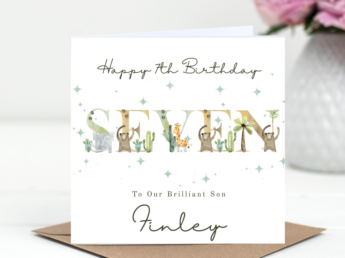 Personalised Jungle Birthday Card: Safari Animals Milestone
