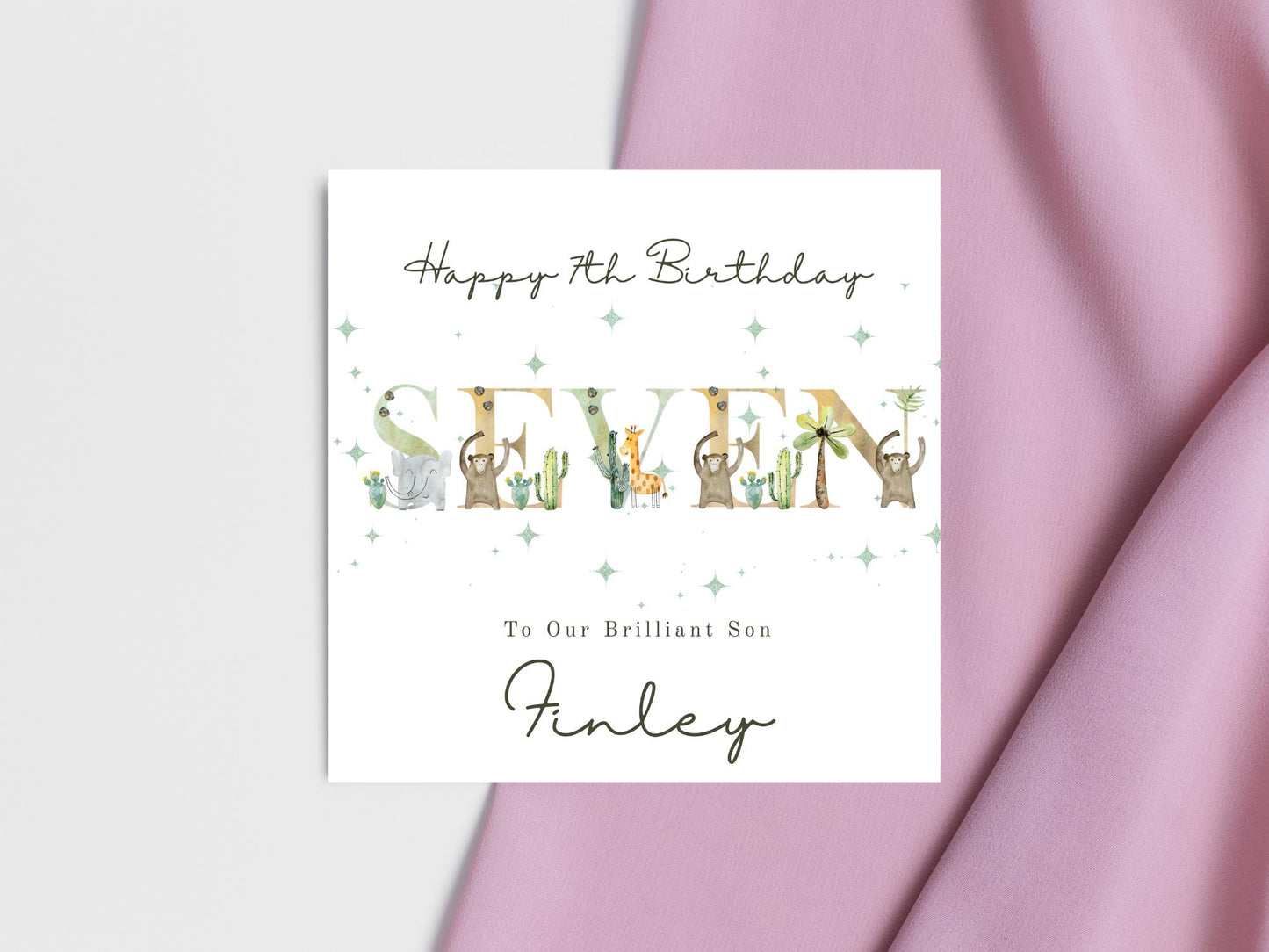 Personalised Jungle Birthday Card: Safari Animals Milestone