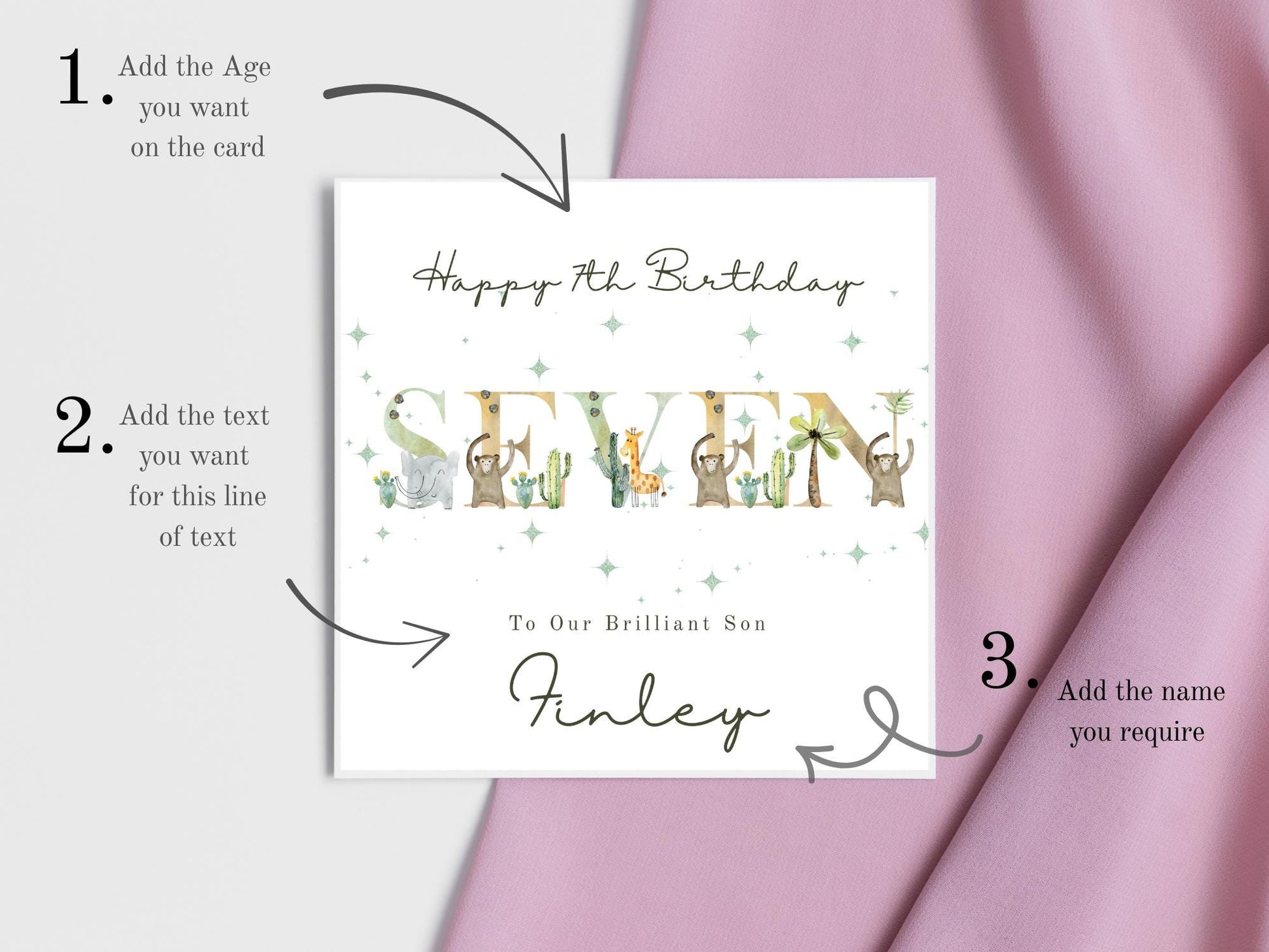 Personalised Jungle Birthday Card: Safari Animals Milestone