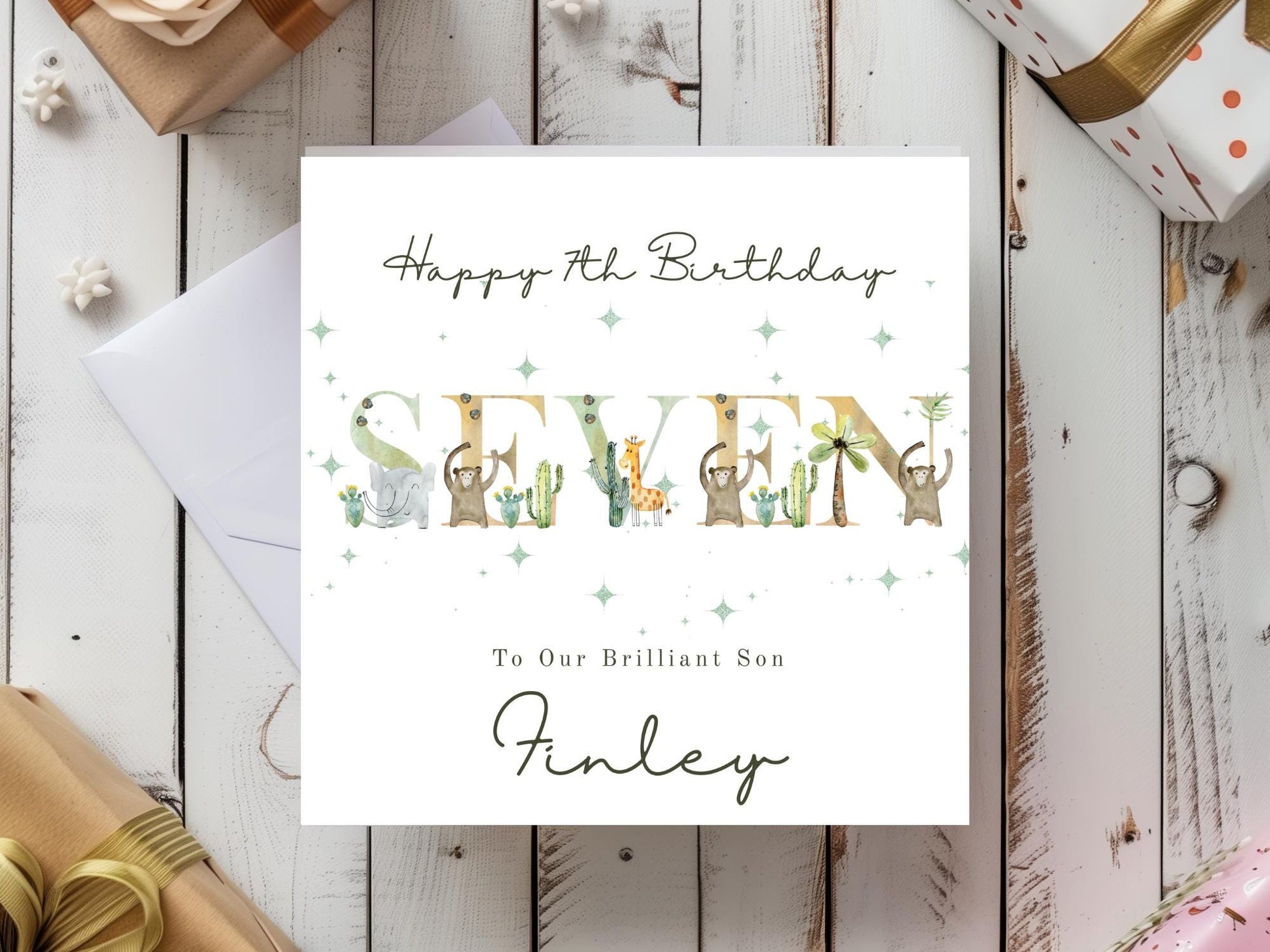Personalised Jungle Birthday Card: Safari Animals Milestone