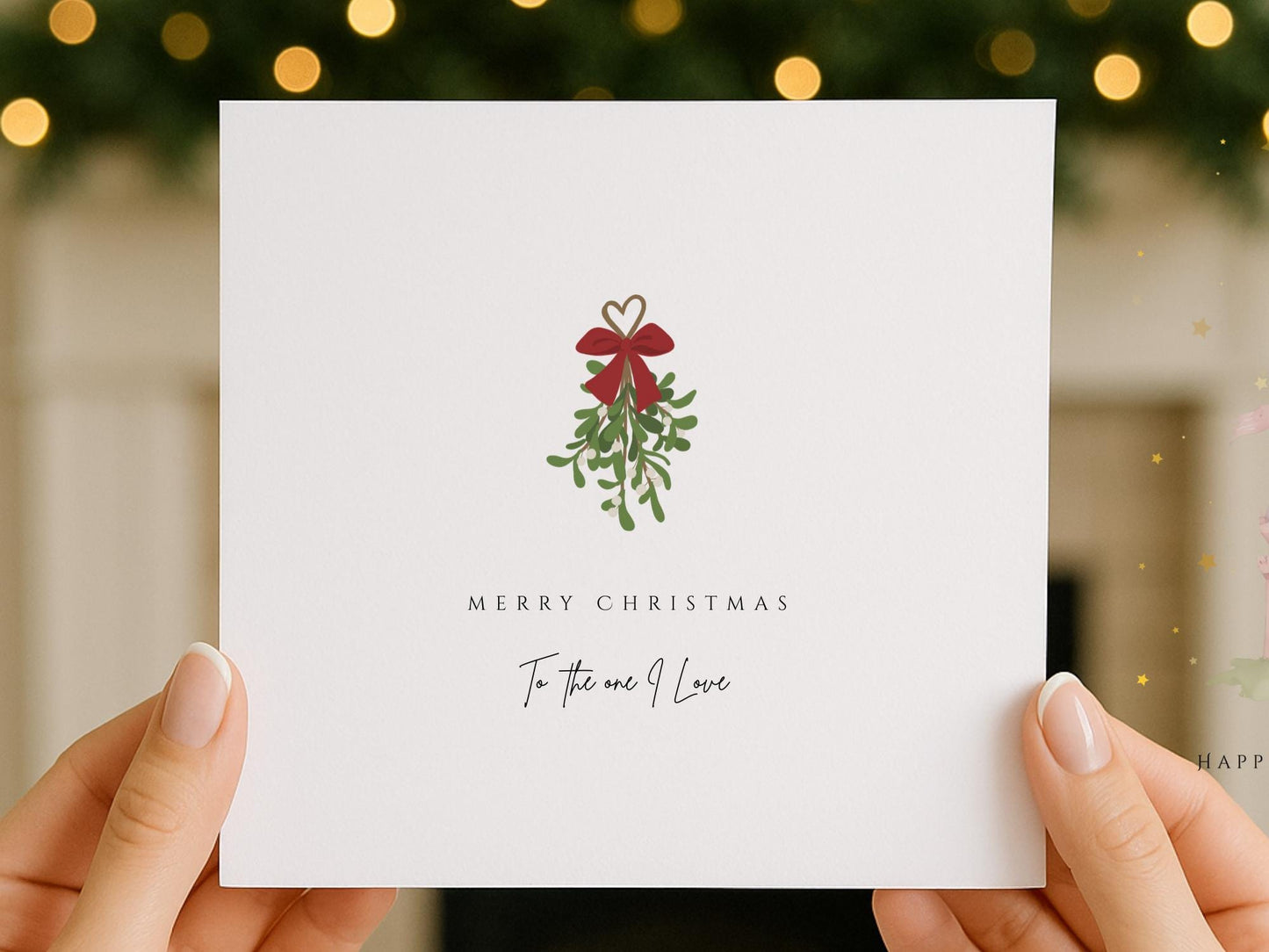 Personalised Mistletoe Christmas Card for the one I love
