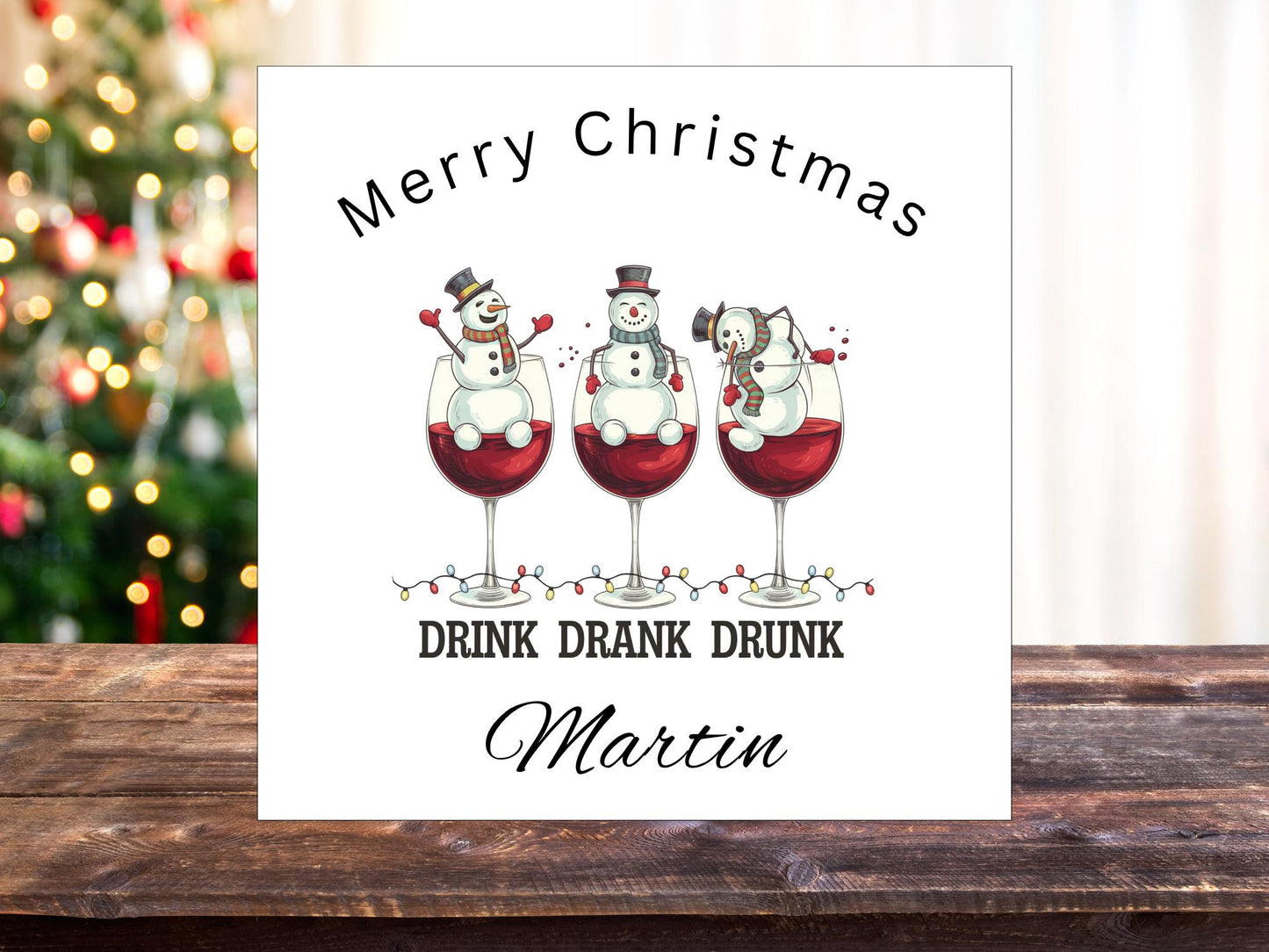 Handmade Personalised Drink Drank Drunk Fun Christmas Card - Festive Fun