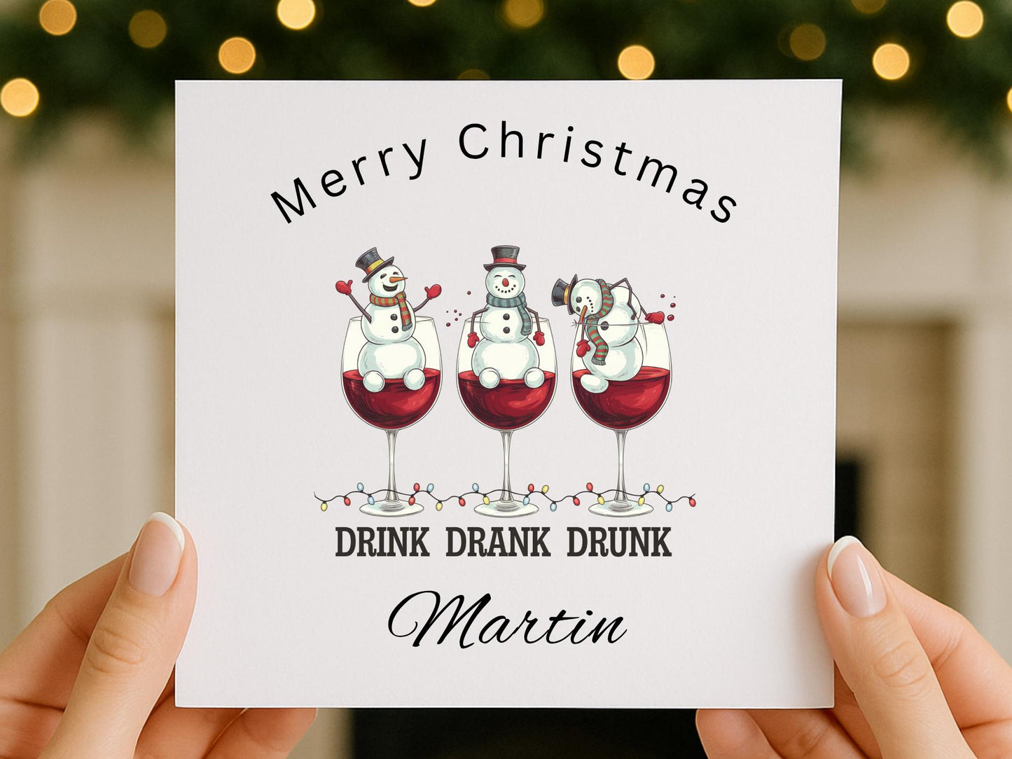 Handmade Personalised Drink Drank Drunk Fun Christmas Card - Festive Fun
