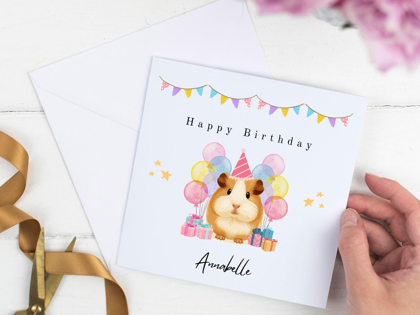 Personalised Guinea Pig Birthday Card – Handmade Keepsake