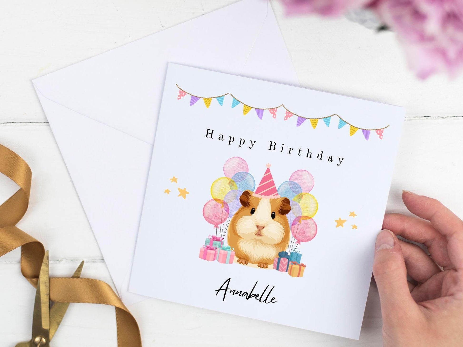 Personalised Guinea Pig Birthday Card – Handmade Keepsake