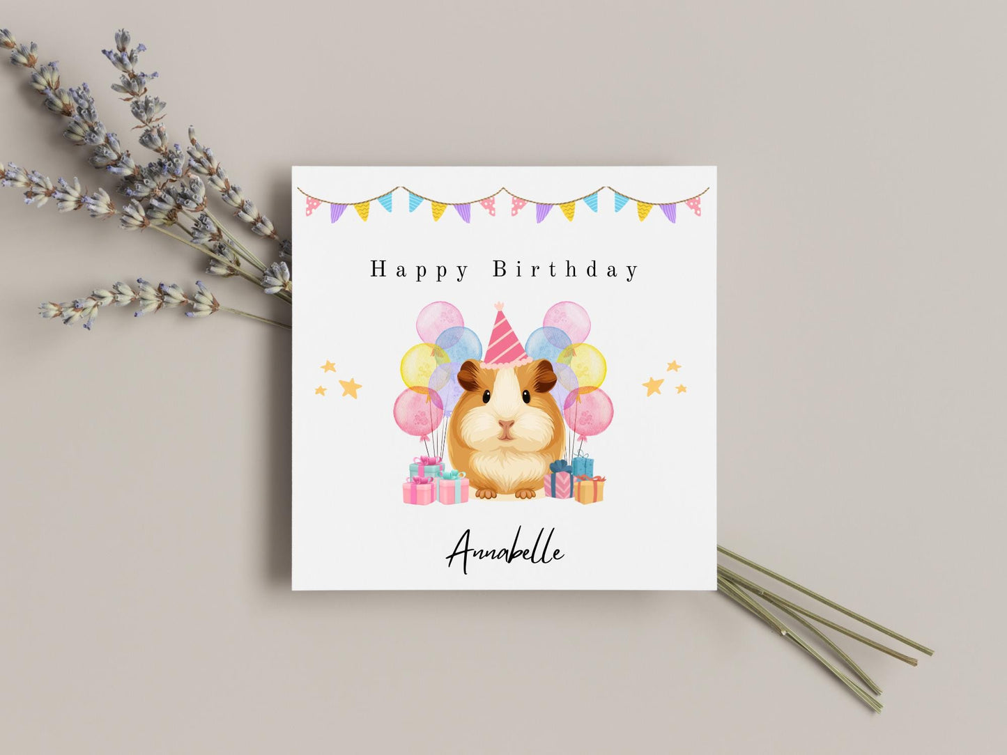 Personalised Guinea Pig Birthday Card – Handmade Keepsake