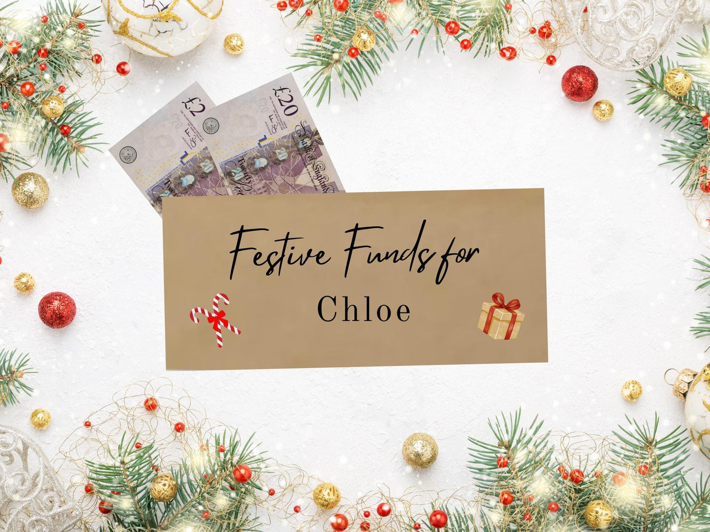 Personalised Christmas Cash Envelope – Eco-Friendly Money Gift Holder