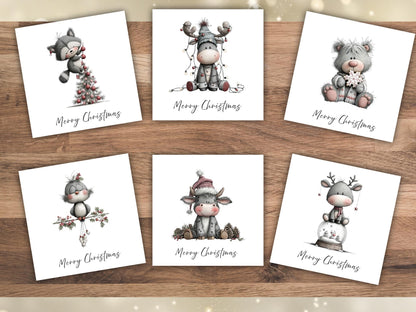 Handmade Whimsical Animal Christmas Cards