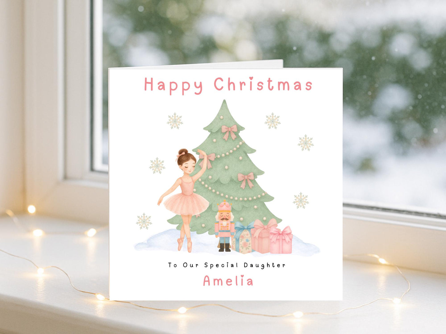 Personalised Ballerina Christmas Card with any Name