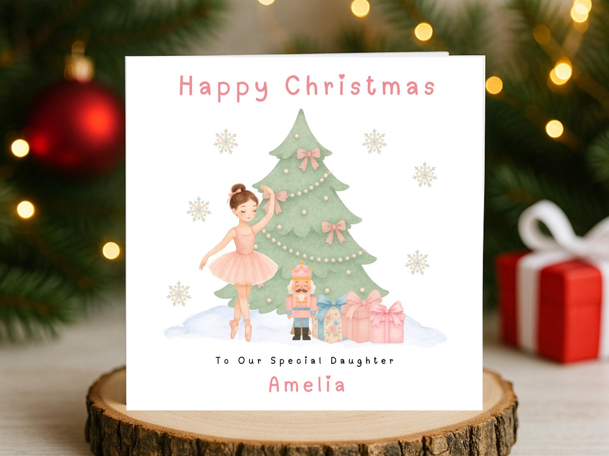 Personalised Ballerina Christmas Card with any Name