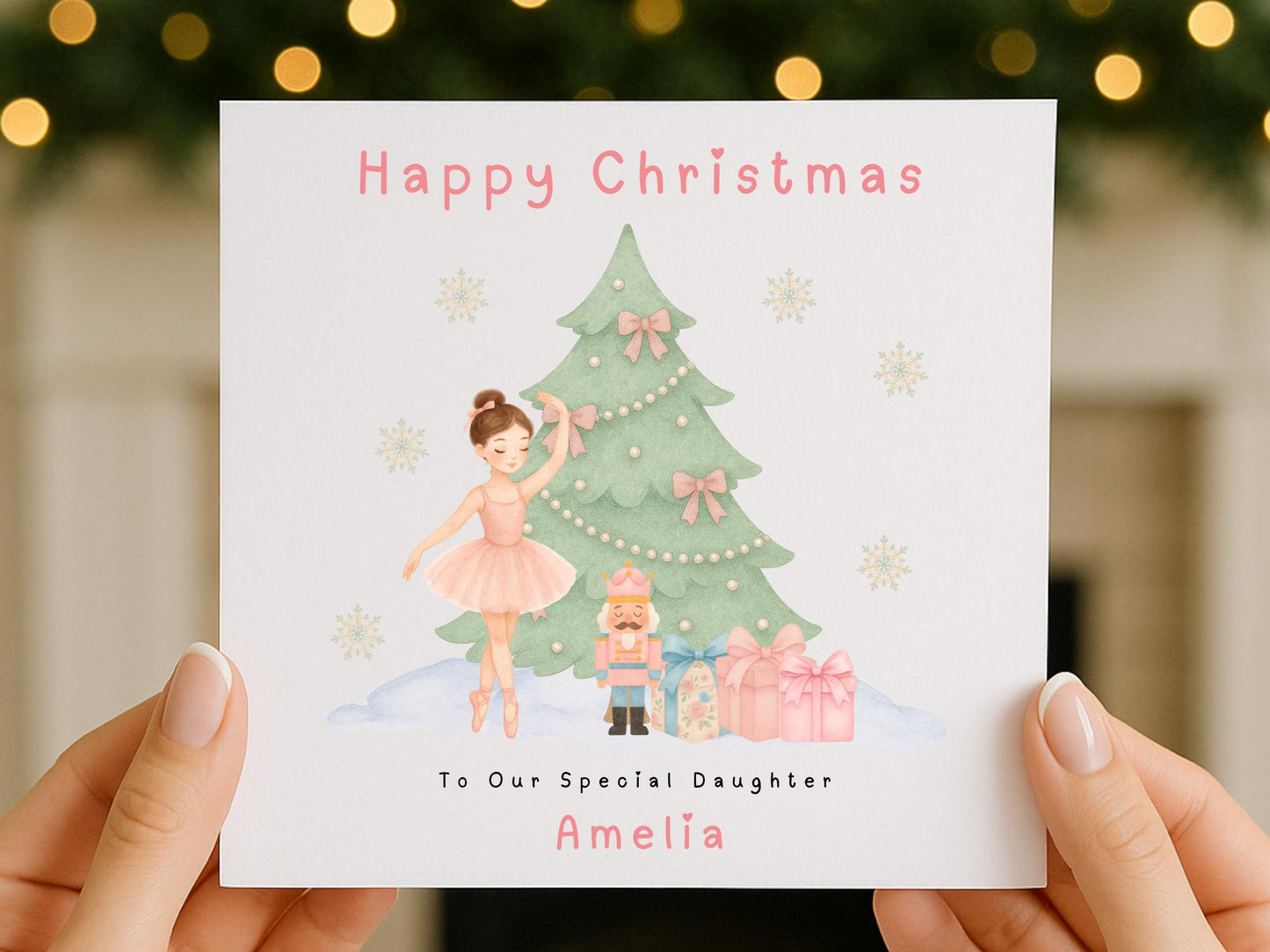 Personalised Ballerina Christmas Card with any Name