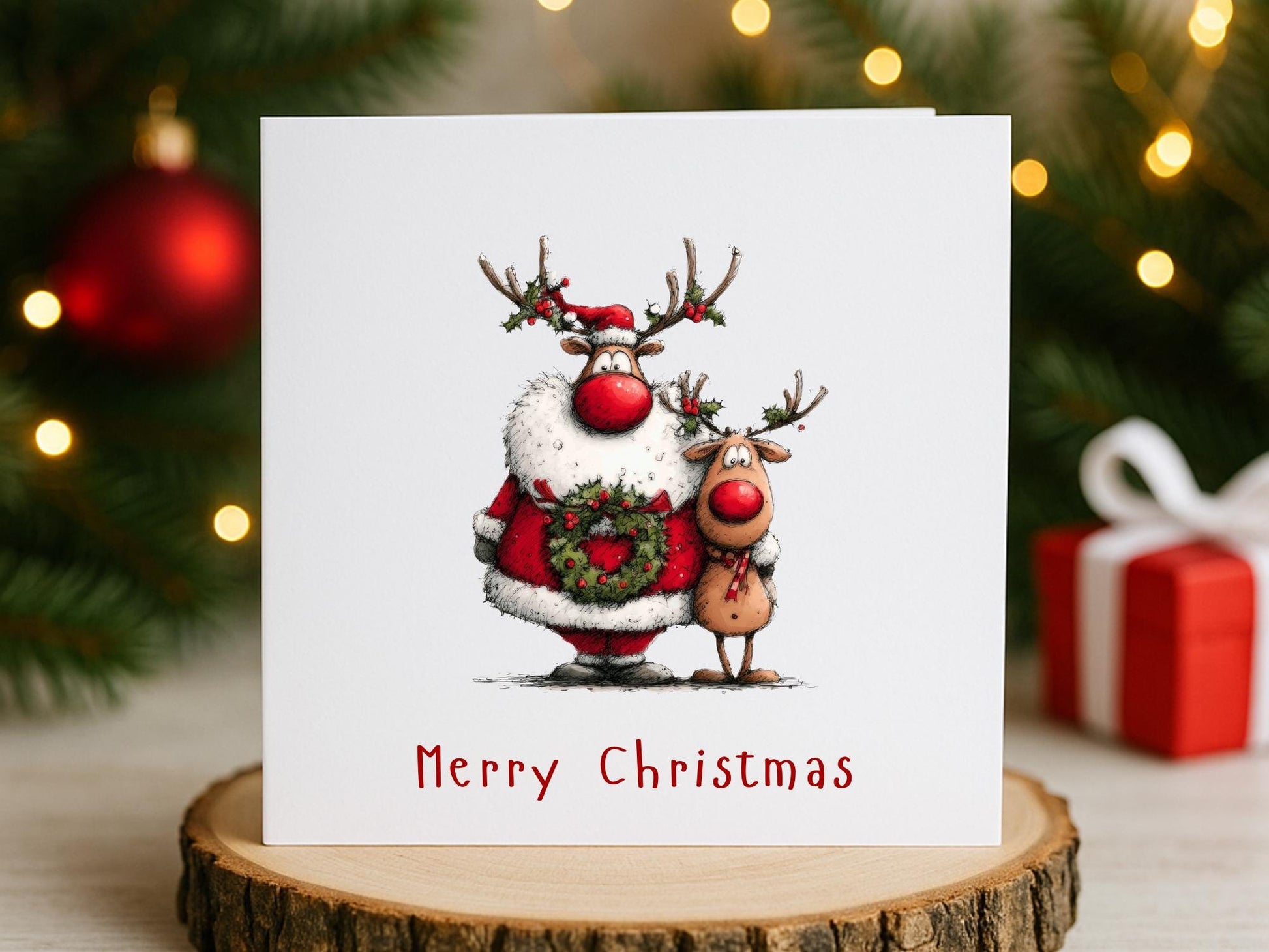 Handmade Christmas Cards set: Whimsical Animals Designs Pack of 6 Seasons Greetings