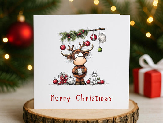 Handmade Christmas Cards set: Whimsical Animals Designs Pack of 6 Seasons Greetings