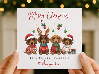 Personalised Dachshund Christmas Card