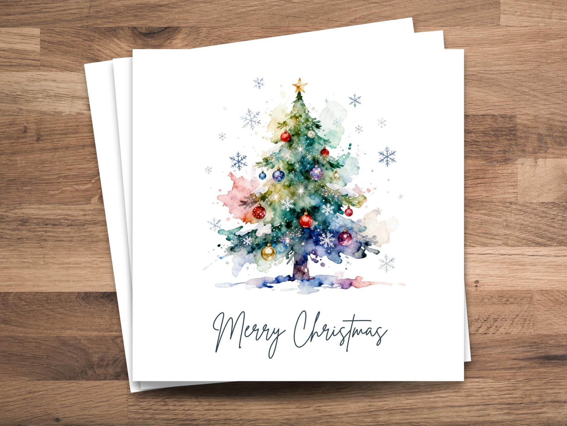Watercolor Christmas Tree Cards - Festive Card Set