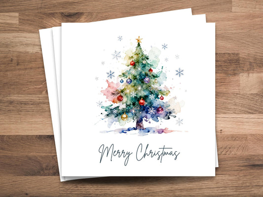Watercolor Christmas Tree Cards - Festive Card Set