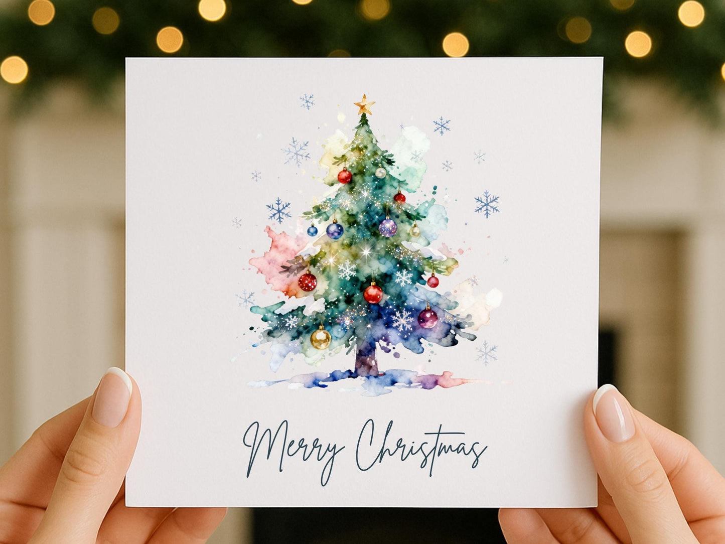 Watercolor Christmas Tree Cards - Festive Card Set