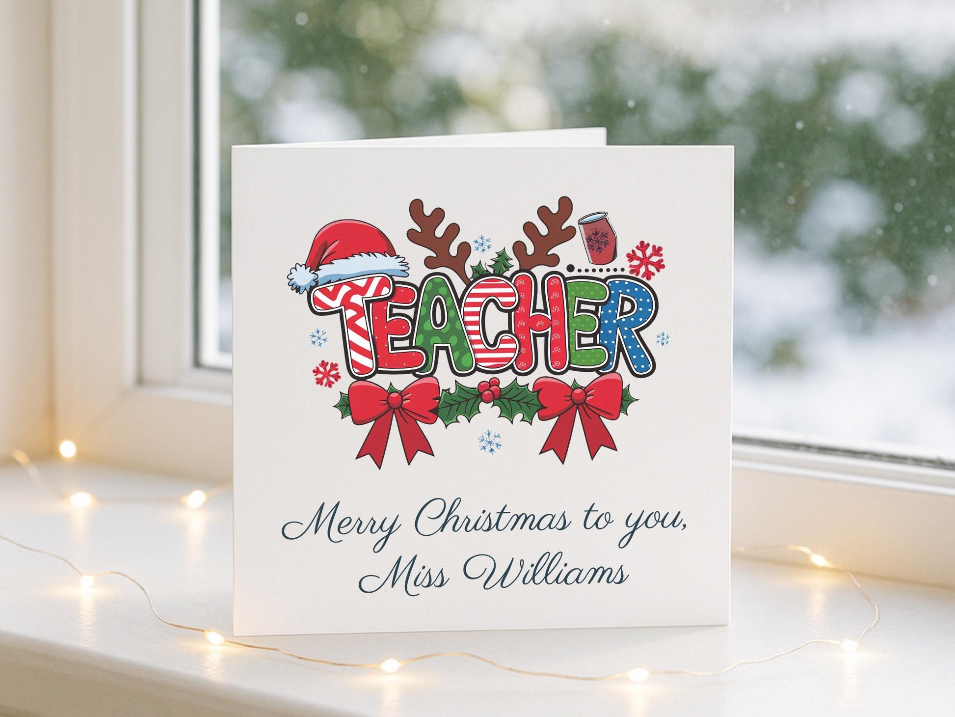 Personalised Teacher Christmas Card - Festive Thank You