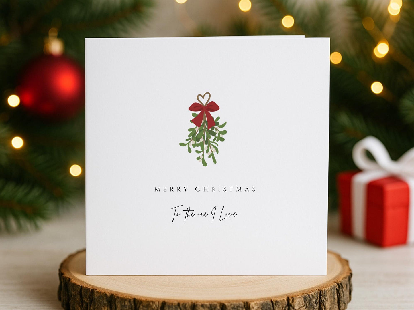 Personalised Mistletoe Christmas Card for the one I love