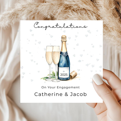 Engagement Card – Personalised Champagne Bottle Illustration