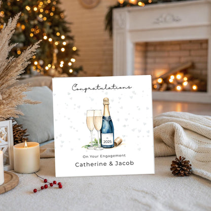 Engagement Card – Personalised Champagne Bottle Illustration