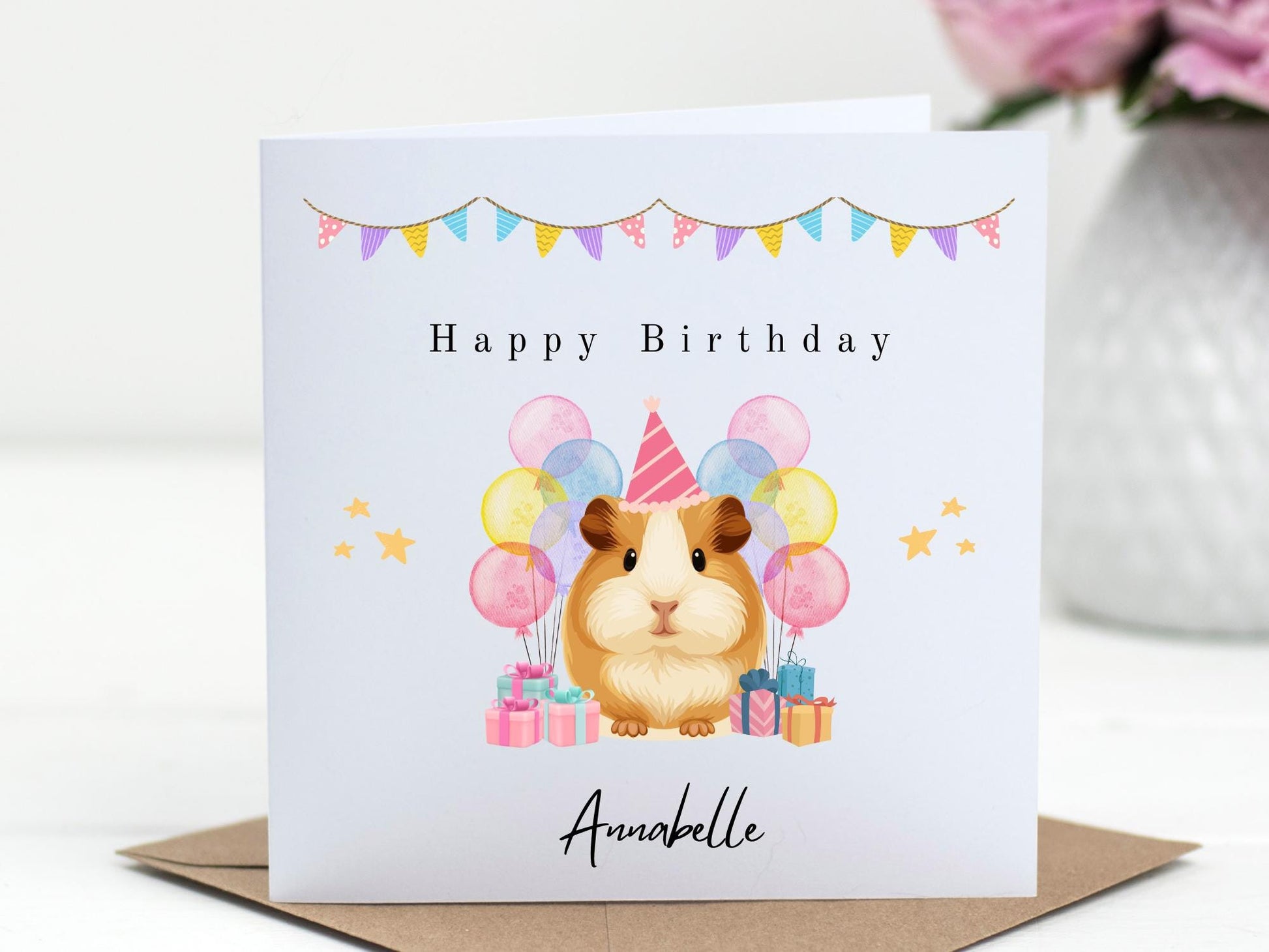 Personalised Guinea Pig Birthday Card – Handmade Keepsake