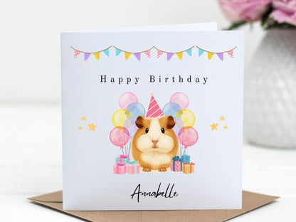 Personalised Guinea Pig Birthday Card – Handmade Keepsake