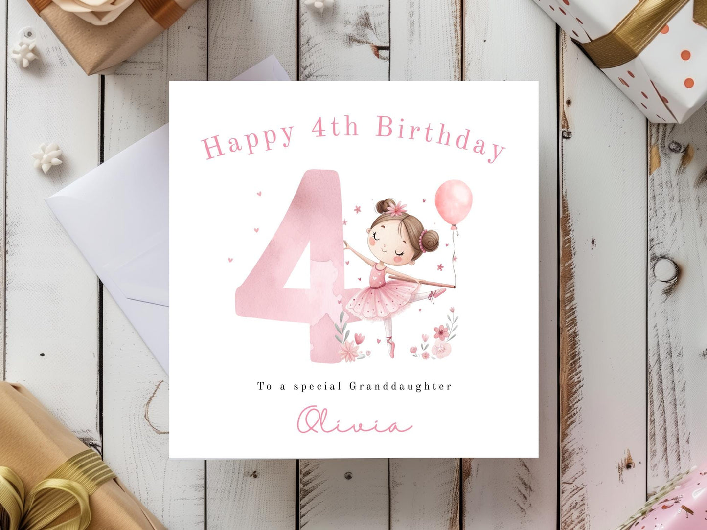 Personalised Pink Ballerina Birthday Card for her