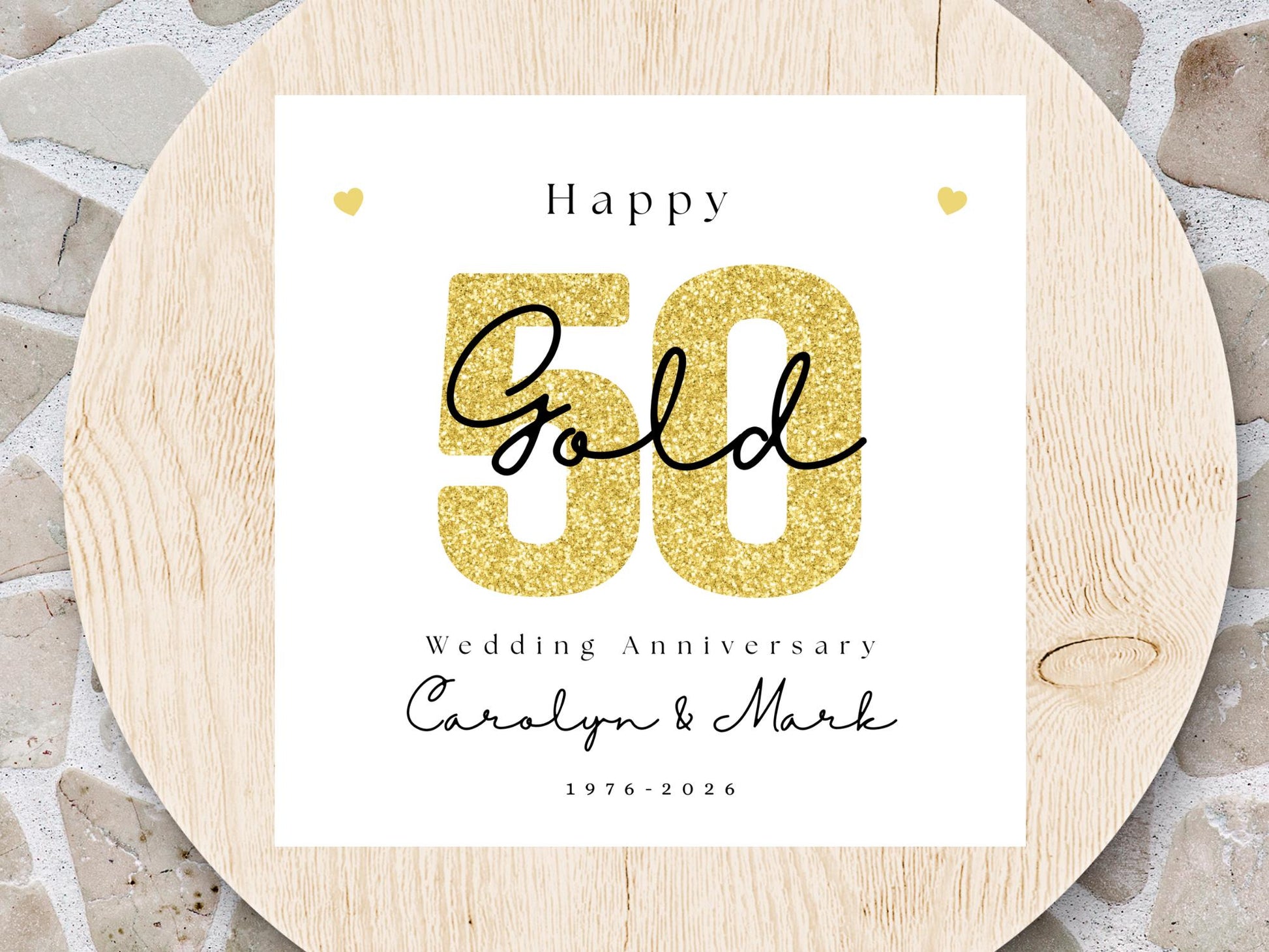 Golden 50th Wedding Anniversary Card – Personalised
