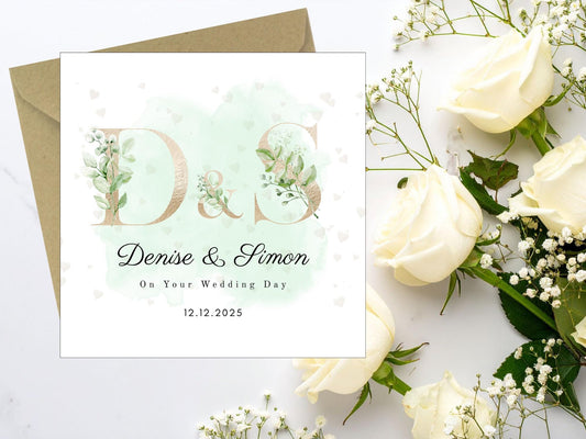 Personalised Wedding Card, Luxury Floral Initials