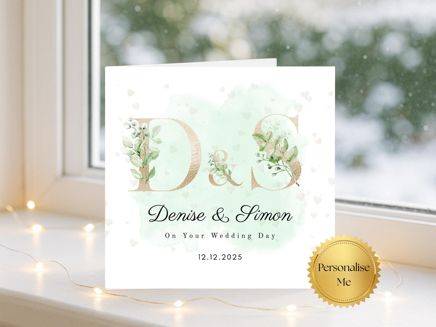 Personalised Wedding Card, Luxury Floral Initials