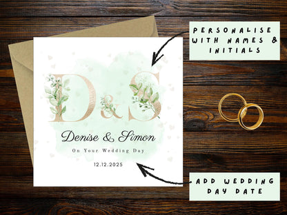 Personalised Wedding Card, Luxury Floral Initials