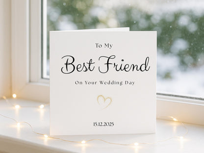 Best Friend Wedding Card – Minimalist Gold Heart