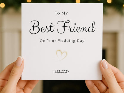 Best Friend Wedding Card – Minimalist Gold Heart