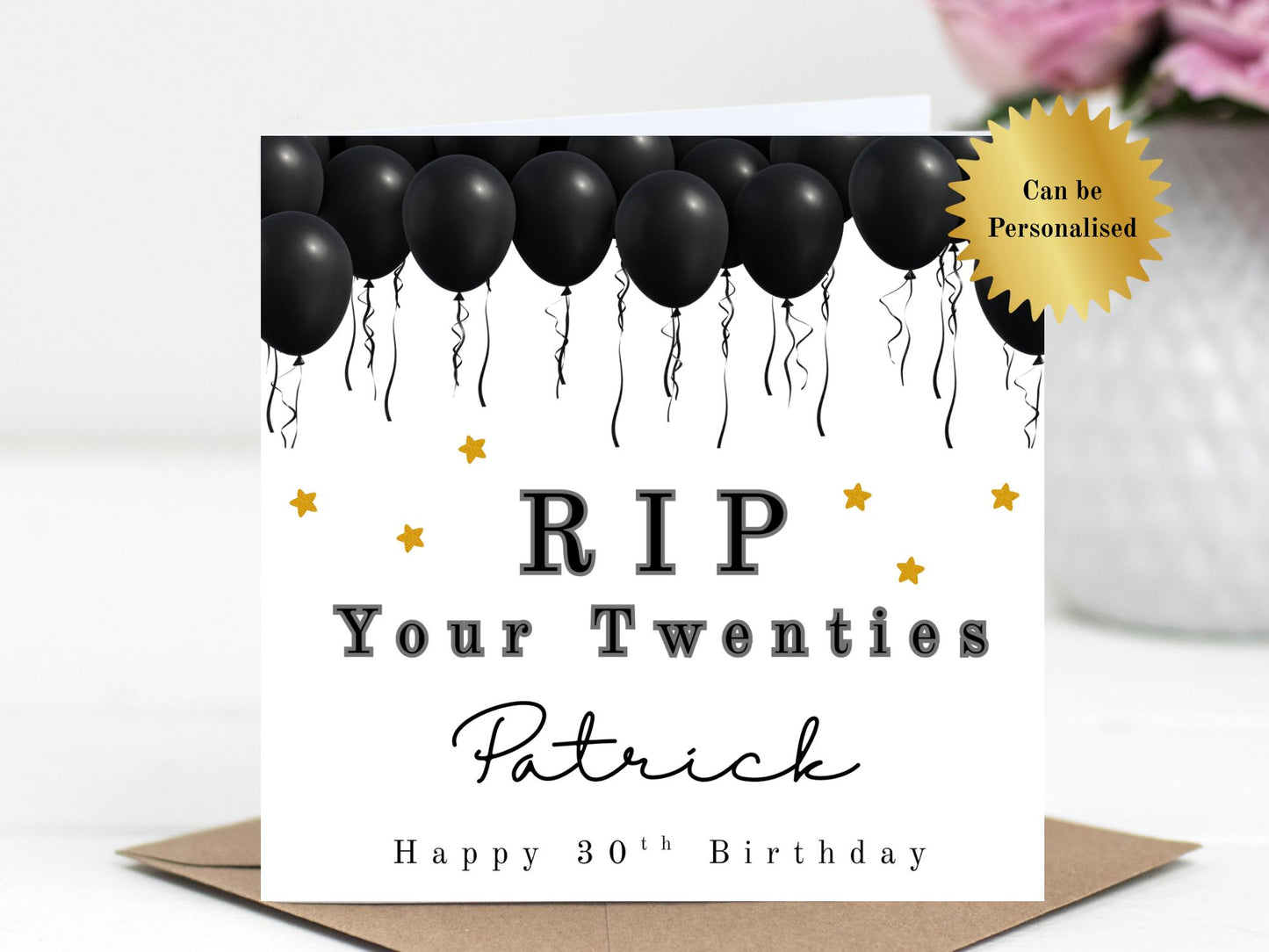 RIP your 20's Personalised Black Ballooons Birthday Card - 30th Milestone