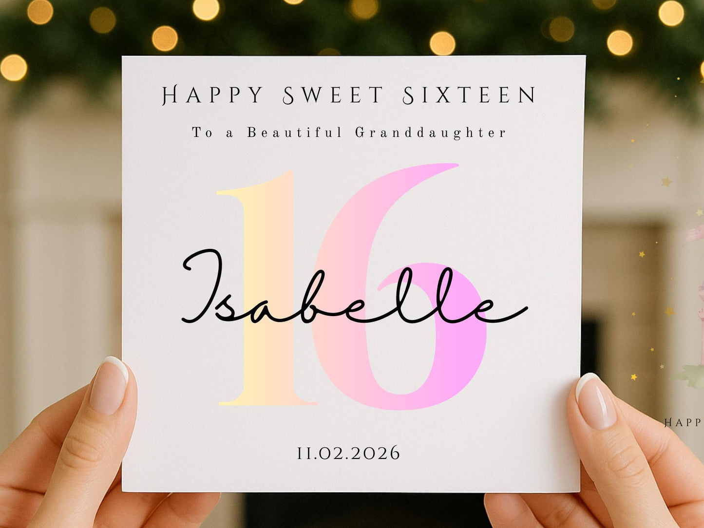 Personalised Ombre Pink Sweet Sixteen Birthday Card For Her- Milestone - Pink