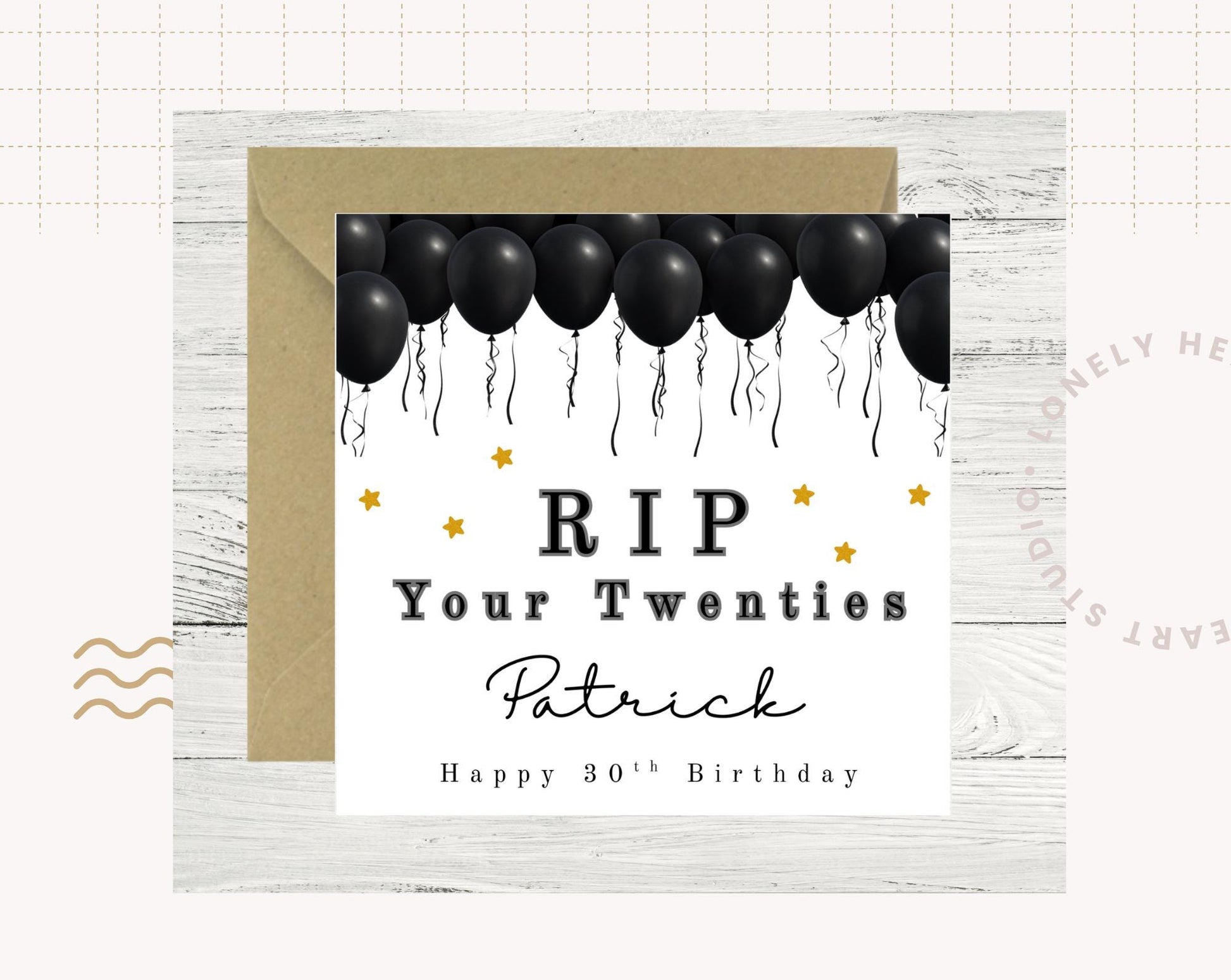 RIP your 20's Personalised Black Ballooons Birthday Card - 30th Milestone