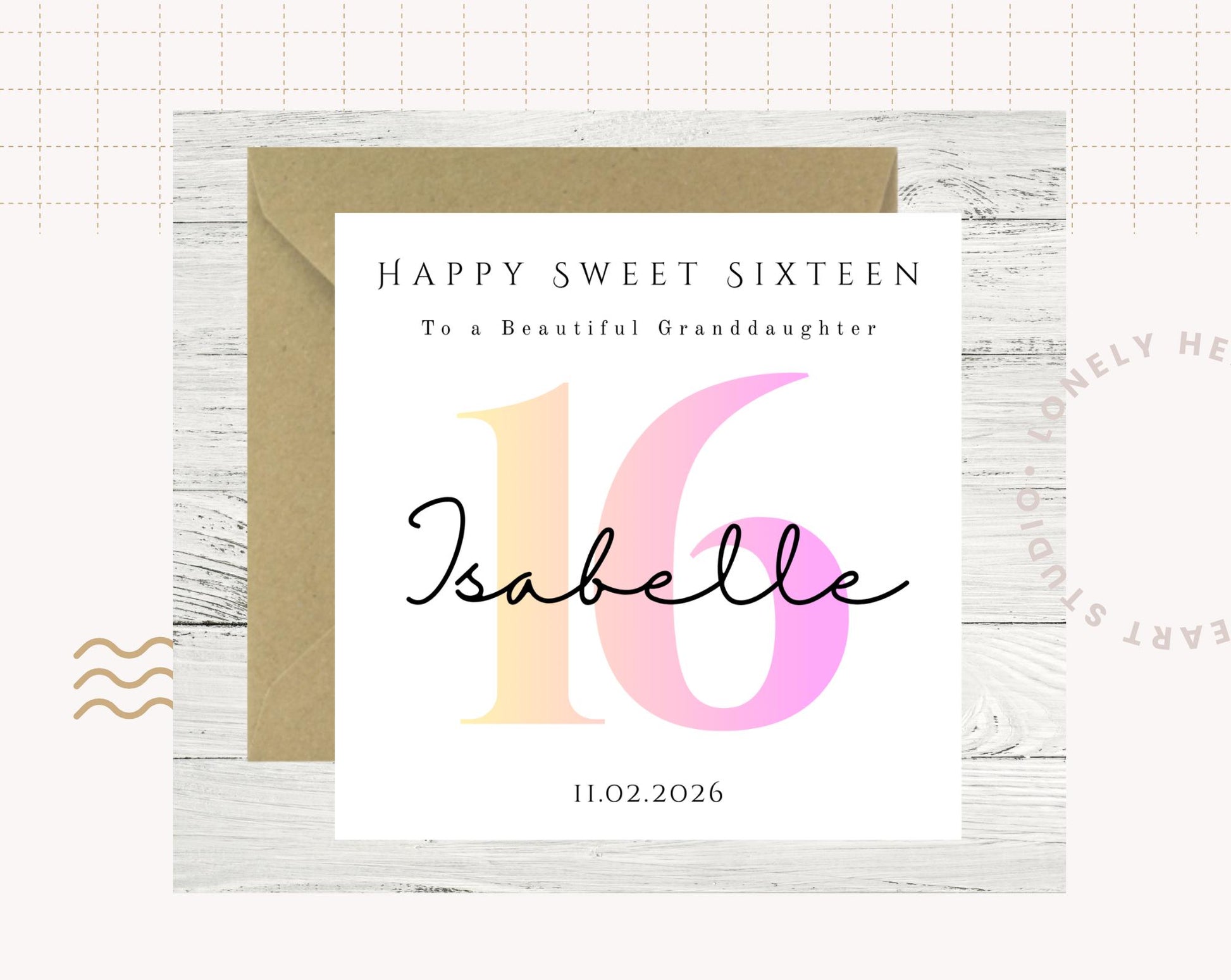 Personalised Ombre Pink Sweet Sixteen Birthday Card For Her- Milestone - Pink