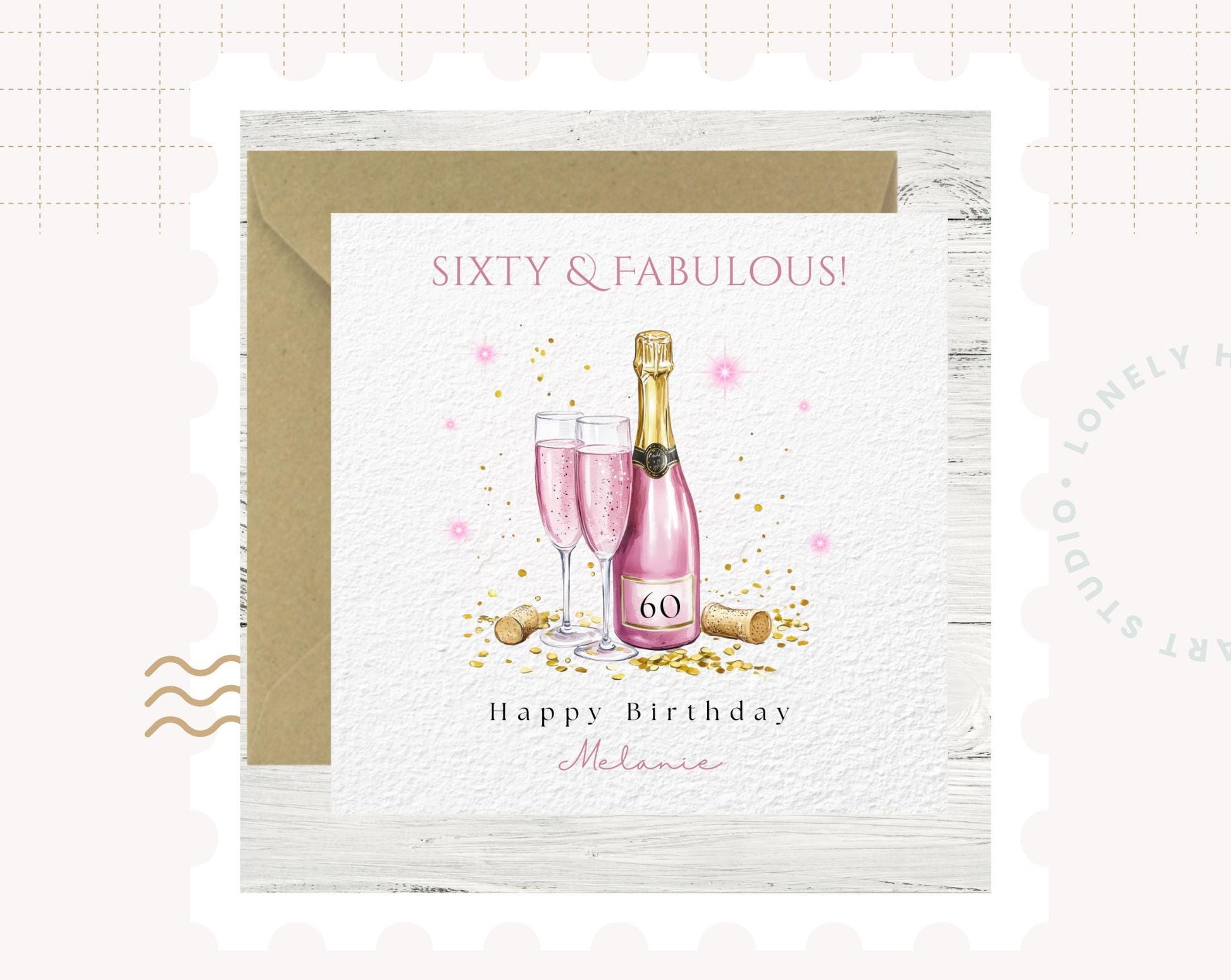 Personalised 60th Birthday Card for Her