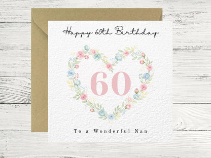 Personalised Floral Heart Birthday Card for Her