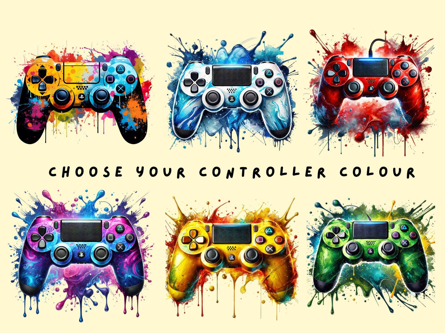 PlayStation style Controller Birthday Card - Personalised Gamer Card - Choice of 6 Colours - Splash Art
