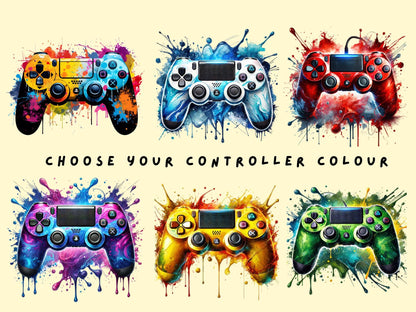PlayStation style Controller Birthday Card - Personalised Gamer Card - Choice of 6 Colours - Splash Art