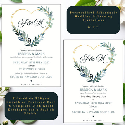 Eucalyptus Heart Wedding Invitations