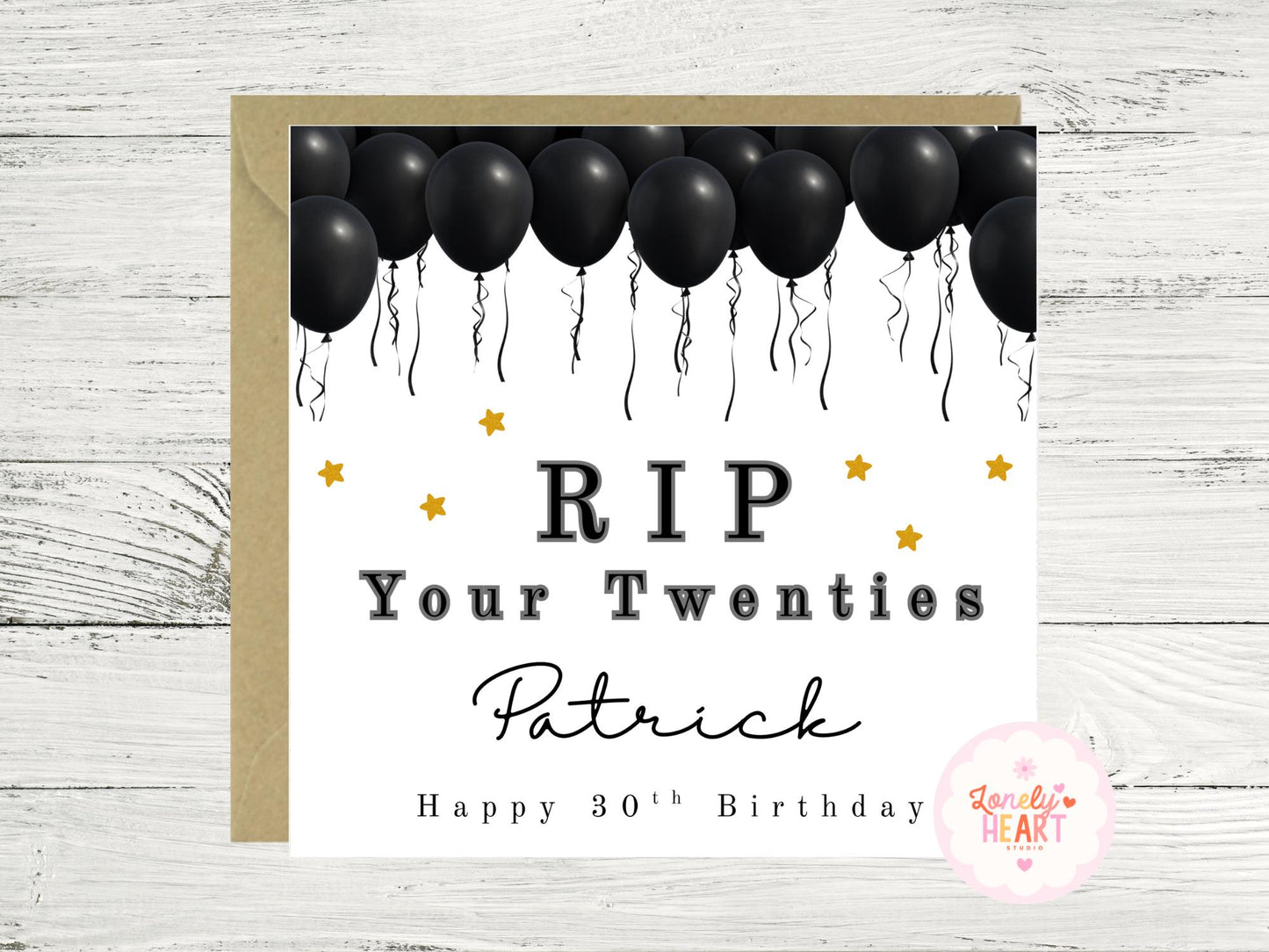 RIP your 20's Personalised Black Ballooons Birthday Card - 30th Milestone