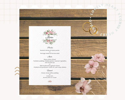 Floral Pink Blush Wedding Invitation Set