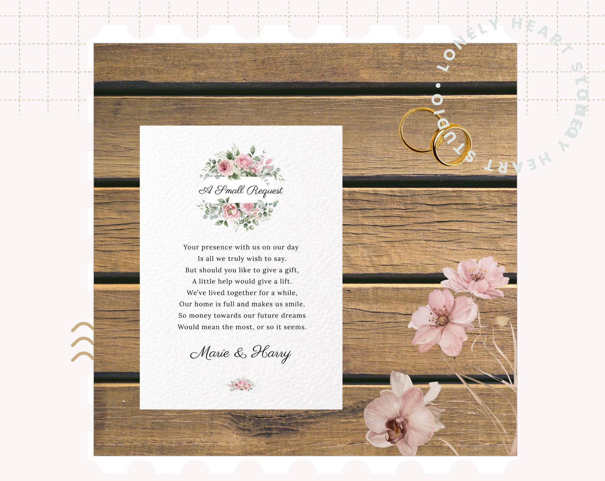 Floral Pink Blush Wedding Invitation Set