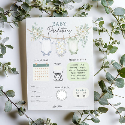 Baby Shower Prediction cards game