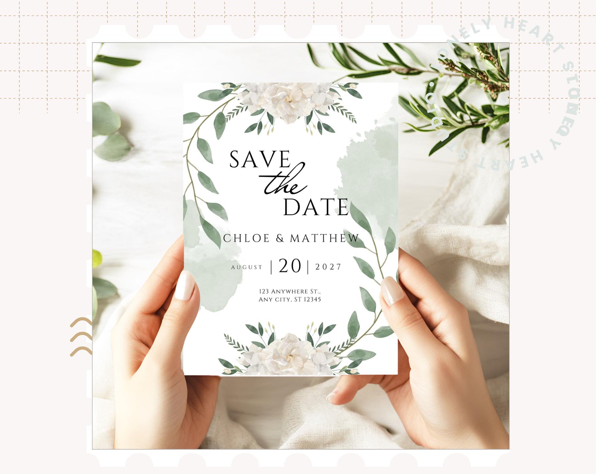 Save the Date Floral Personalised Wedding Save the Date Card